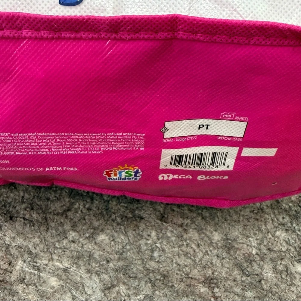 Mega Bloks Big Building Bag 80 Pc Pink Blocks w Storage Bag Complete